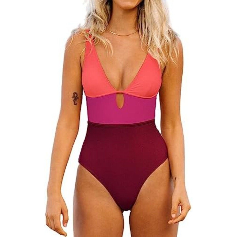 Color Block One Piece Swimsuit XL NEW